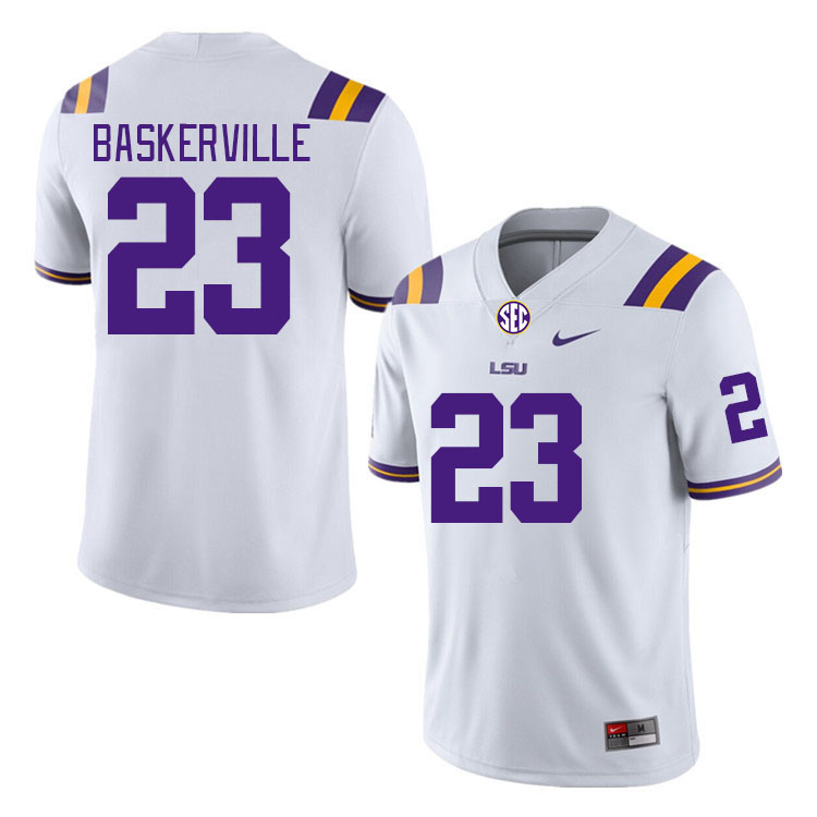LSU Tigers #23 Micah Baskerville College Football Jerseys Stitched Sale-White